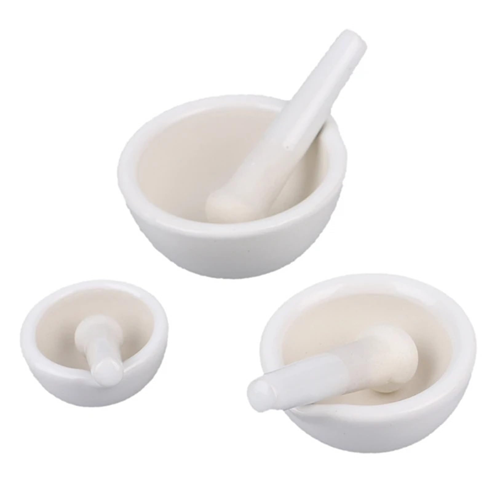 Miska i tłuczek do moździerza, Zestaw białego ceramicznego moździerza i tłuczka 60/80/100mm