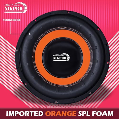 Image of NIKPRO 10-Inch Car Subwoofer Speaker | 1000W Peak Power, 250W RMS | 4 Ohm | 4-Layer Copper Voice Coil | Deep Bass for Car, Home & Theater | Black & Orange