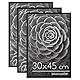 Americanflat Bilderrahmen 30x45 cm in Schwarz - Set mit 3 Stück - 30x45 cm Rahmen im Schmalen Design, Plexiglas-Abdeckung und Aufhängevorrichtung für Horizontale oder Vertikale Wandanzeige
