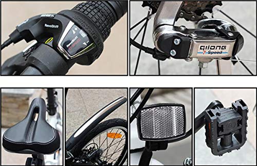 Vouwfiets, Heren Dames Opvouwbare fiets, Opgevouwen binnen 10 seconden, Gestroomlijnd frame, 20-inch 6-versnellingen… - Afbeelding 6