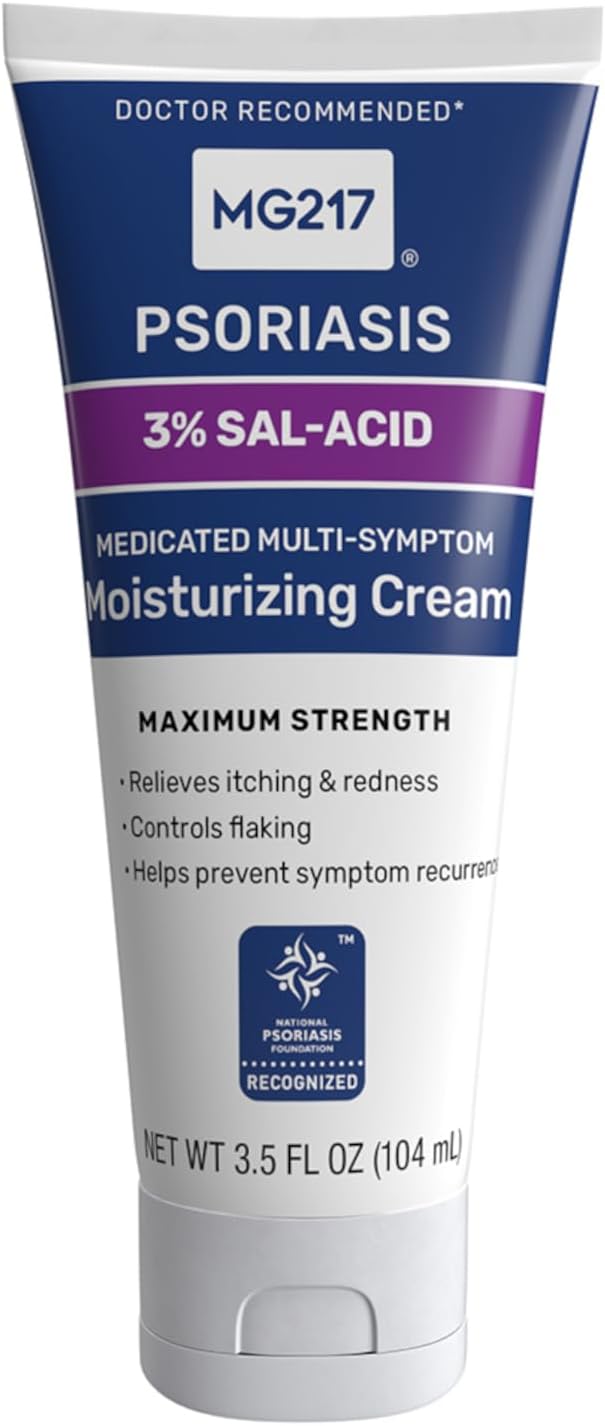 Medicated Moisturizing Psoriasis Cream with 3% Salicylic Acid, Fragrance-Free, Ideal for Redness, Itching, and Scaling, Cruelty-Free, 3.5 Fl Oz