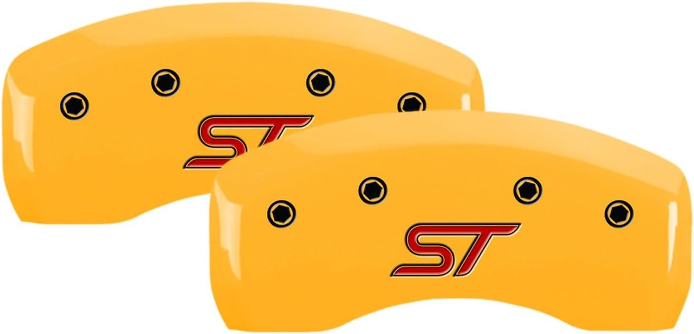 MGP Caliper Covers 10231SSTOYL Yellow Caliper Cover (Set of 4, Engraved Front and Rear: ST, Yellow powder coat finish, black characters)