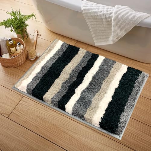 LUXE HOME INTERNATIONAL Microfiber Rectangular Bath Mat Super Soft Anti Skid Slip Water Soak Washable Italia Door Mats for Home, Bathroom Mat, Floor Mat, Kitchen Mat for Floor (40X60 Cm) Grey