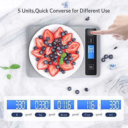 Large Food Scale, Homever 33Lb Digital Kitchen Scale Weight Grams And Oz For Cooking Baking, 1G/0.1Oz Precise Graduation, 5 Units Conversion, Tare Function, Big Display Easy To Read Use Clean #TOP1