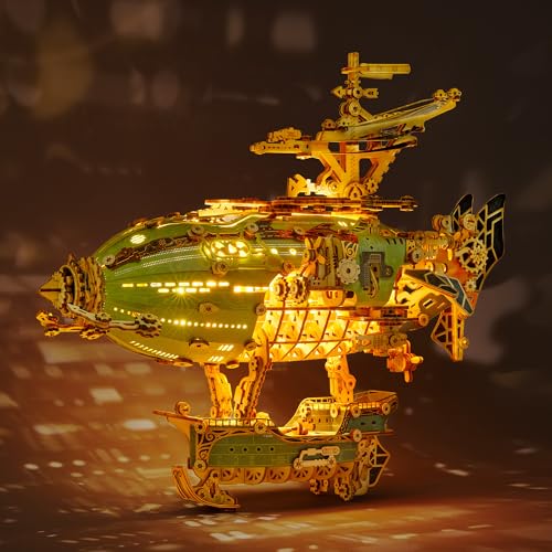 FUNPOLA LED 3D Wood Puzzle Fantasy Airship Model - Steampunk