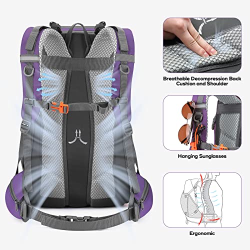 Image of Maelstrom 40L Hiking Backpack, Lightweight Camping Daypack with Rain Cover | Water-Resistant Rip-Stop Nylon, Wet /Dry Separation, Multi-Pockets, Survival Whistle. Ideal For Men, Women, Travel, Trekking