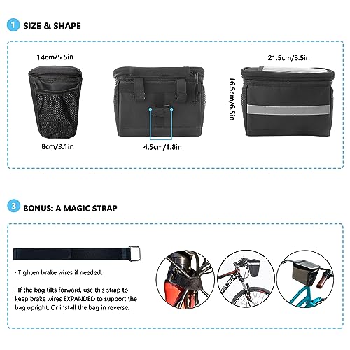 Mattisam Bike Basket Front, Bike Handlebar Bag With Bike Phone Mount Fit Phone Under 7", Water Resistant Bike Cooler Bicycle Basket Road Mountain Bike Cycling Accessories For Kids Girls Boys Men Women #TOP4