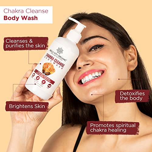 Image of Bella Vita Organic Chakra Cleansing Body Wash Shower Gel Aura Boosting Positivity with Himalayan Rock Salt, Real Coffee Beans & Essential Oils, 300 ml