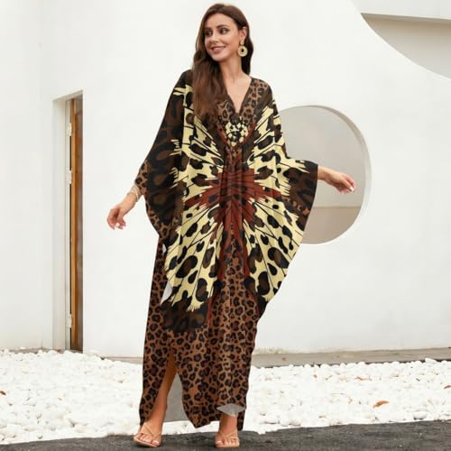 Image of MAKABO Kaftan Dresses for Women, V Neck Moo Moos Colorful Print Cover Ups Caftan Beach Dresses for Swimwear