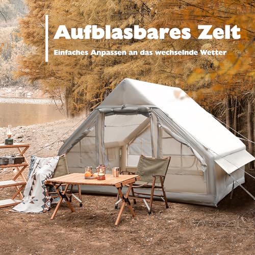 Inflatable Camping Tent with Chimney Opening & skylight, 2-8 Person Tent Outdoor with Air Pump, 4 Season Waterproof Oxford Cloth Quick Build Inflatable Tent - Image 7
