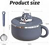 Ramen Bowl with Lid 1200 ml Instant Noodle Bowl Ramen Instant Noodle Bowl Soup Bowls Ramen Bowl with Fork Ramenbowl Heat Insulation Seal for Soup Noodles Dumplings Salads (Grey Blue)