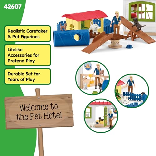Image of Schleich Farm World - 35Pc Pet Hotel Playset - Kids Ages 3+ | 42607 | Farm Animal Figurine, Realistic Animal Toys, Barn Toy for Kids 3+, Screen-Free Imaginative Pretend Play, Montessori