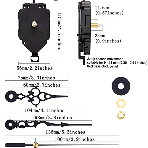 Hicarer Zegar wahadłowy, kwarcowy, DIY, zestaw do samodzielnego wykonania, wymienny zegar wahadłowy, mechanizm ruchu