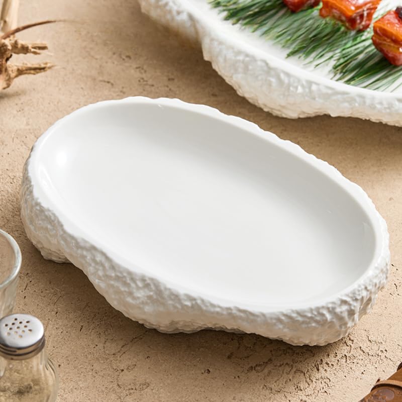 Teller Kreatives Steinmuster des ovalen westlichen Speisetellers, Restaurant, Hotel, Keramikgeschirr, Koch-Desserttablett Geschirr(12 inches)