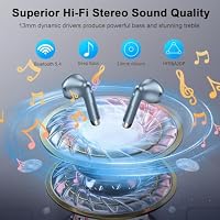 Drsaec Bluetooth 5.4 Kopfhörer, 6D Tiefer Bass In Ear Kopfhörer Kabellos Bluetooth 2026 Neu Kabellose Kopfhörer mit 4 ENC Mic, 56 Std Noise Cancelling Ear Buds, USB-C, IP7 Wasserdicht – Ansicht 3