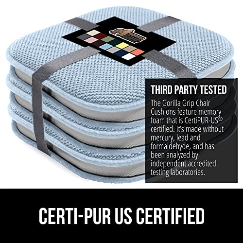 Gorilla Grip Memory Foam Chair Cushions, Comfortable Pads For Dining Room, Kitchen Table, Office Chairs, Stay In Place Backing, Comfortable Microfiber Seat Pad Cushion, Set Of 6, 16X16 Light Blue #TOP5