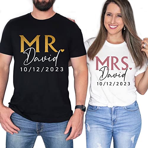Personalized Mr and Mrs shirts, Mrs t shirt, Bride and Groom shirts, Hubby and Wifey shirts, Husband and Wife shirts, Wedding shirts, Bride Shirts, Honeymoon shirts, Mr and Mrs gifts
