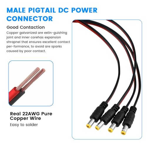 Conector hembra 5,5 x 2,1 mm 10A CC y cable macho 12V con tapa 4