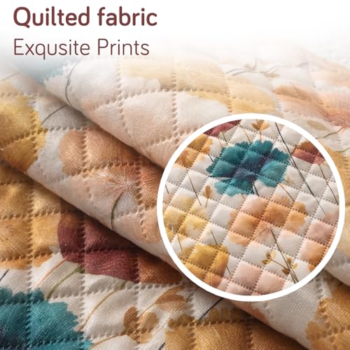 Image of HOKIPO Boho Wildflower Quilted Sofa Backrest Cover Mat| 'Tassel Twigs' Series (IN-988-T11)