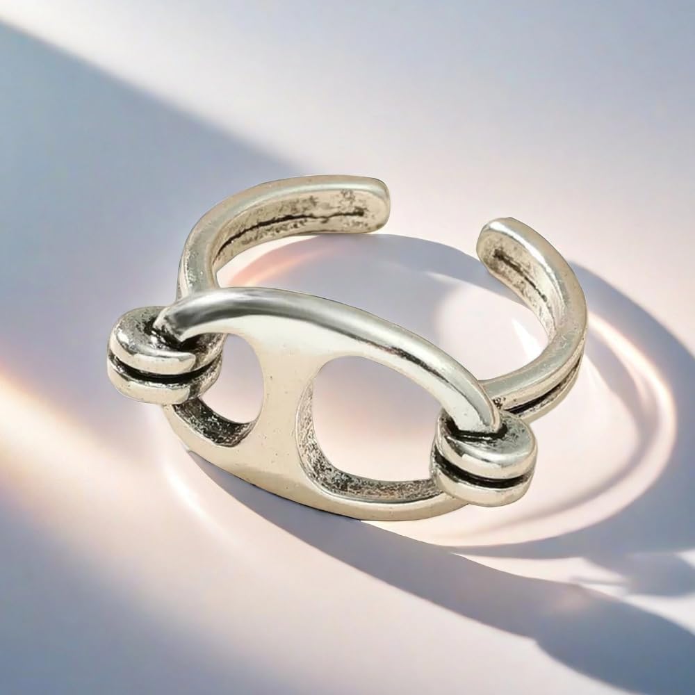 Vintage Silver Adjustable Ring for Women, Boho Stackable Statement Ring, Antique Style Jewelry Gift - Image 3