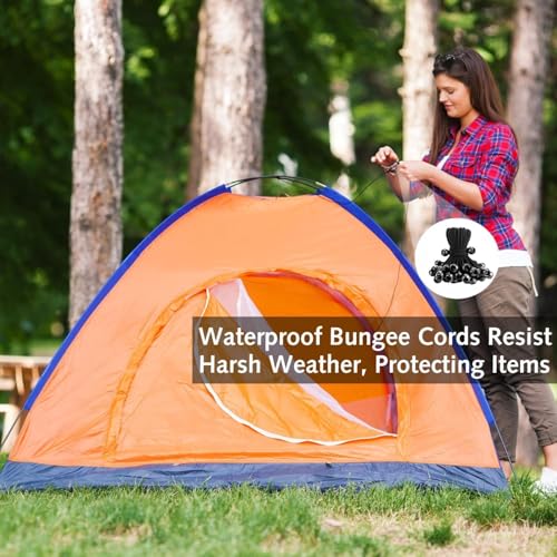 Luxiremi 20 Stück Bungee-Schnüre mit Kugeln, 15cm Latex Bungee-Krawatten Heavy Duty Tarpaulin Ball Bungee für Tarpaulin, Camping Tarp und Haushaltsgegenstände (Schwarz)