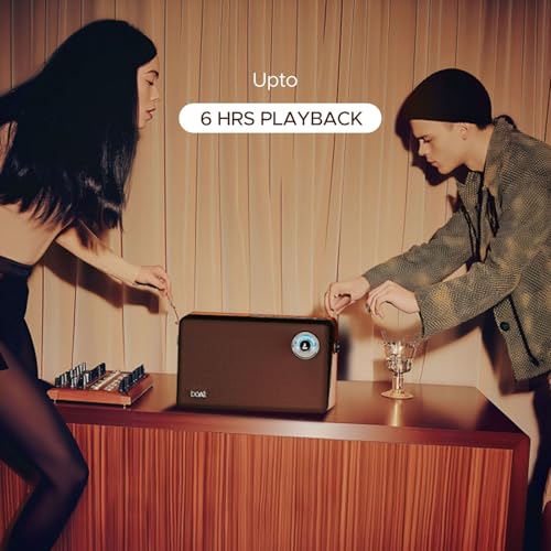 Image of Boat Stone Majestic Bluetooth Speaker w / 90W Signature Sound, 6 Hours Playtime, Dual Full Range Drivers + Built-in Subwoofer, Dual EQ Modes: Movies & Music(Vintage Brown)