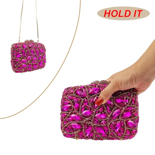 Image of Colorful Crystal Clutch Box Handbag Women Sparkling Evening Bags for Wedding Party Prom Purse