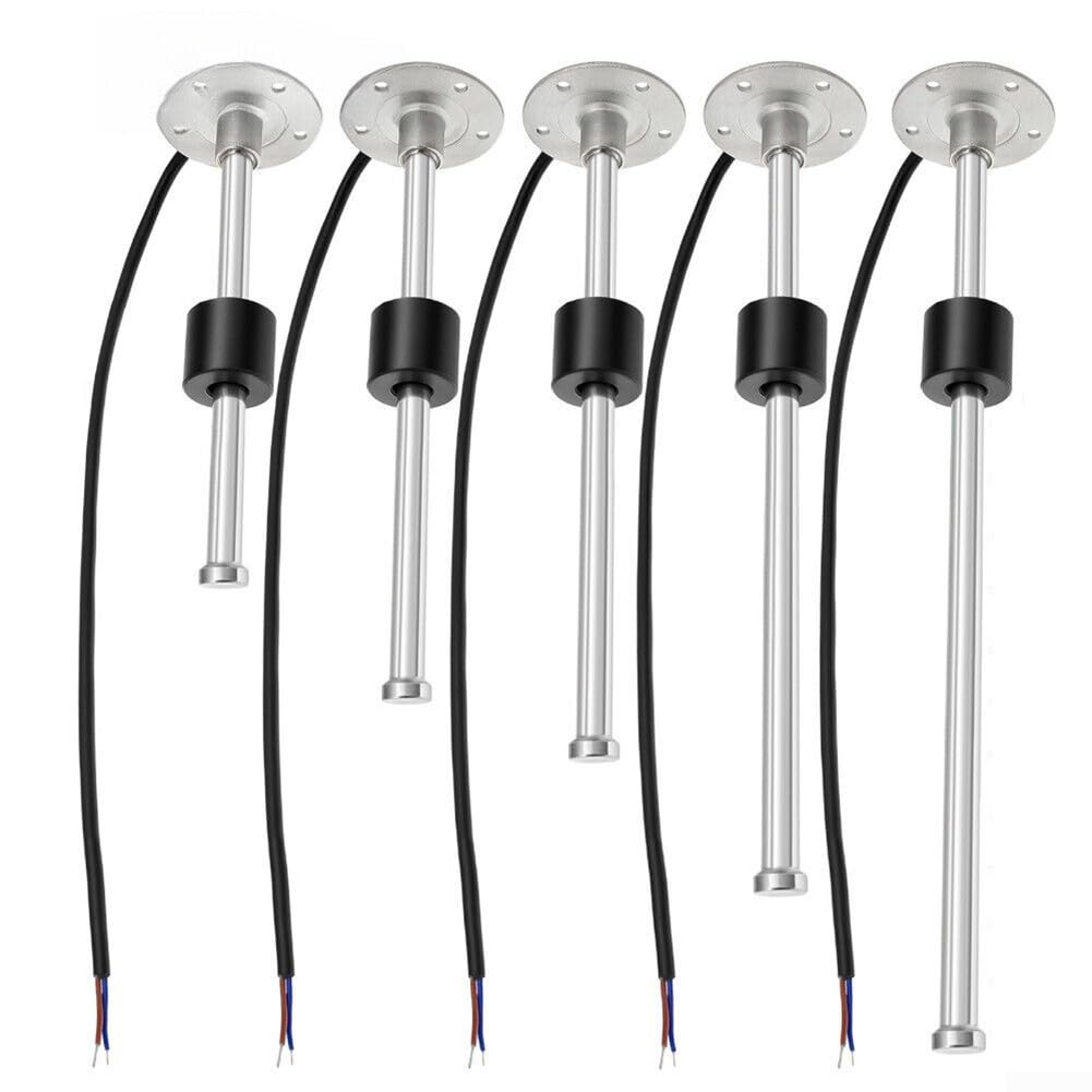 Stainless Steel Fuel Level Sensor Sender Unit| SAE 5-Hole Mount| 240-33 Ohm US Standard| IP67 Waterproof for Marine Automotive Truck Bus Water Diesel Tank Gauge(350mm)