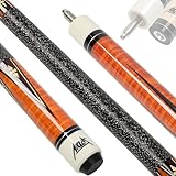 AKLOT Pool Cue Stick 58'', Canadian Maple Pro Billiard Cue &13mm Leather Tip, Anti-Slip Grip, 18/19/20/21oz Billiard Pool Stick for Adults/Beginner/Pro Player (Orange with Wrapped Grip, 19oz)