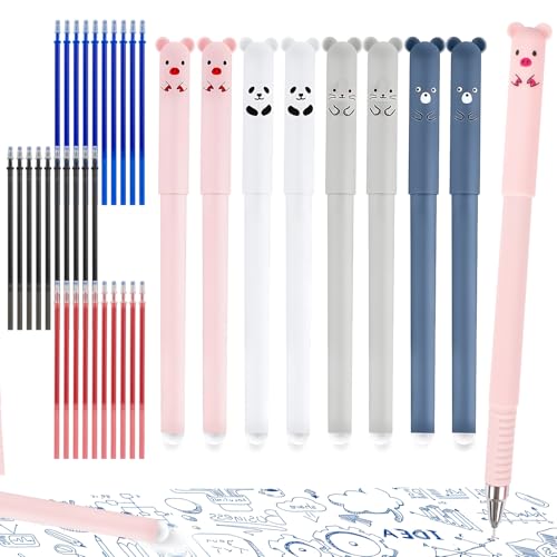 Set de 8 bolígrafos borrables de gel 0.5mm negro y azul