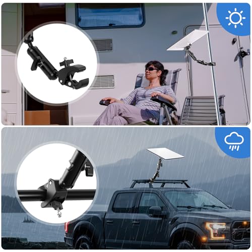 Image of for 2026 /2025 /2024 Starlink Mini Clamp Mount Pipe Adapters, Double Long Arm,Starlink Mini Pole Clamp Mount Accessories,Adjustable Clamp Bracket for RV /Pole /Roof Rack /Yacht (Black)