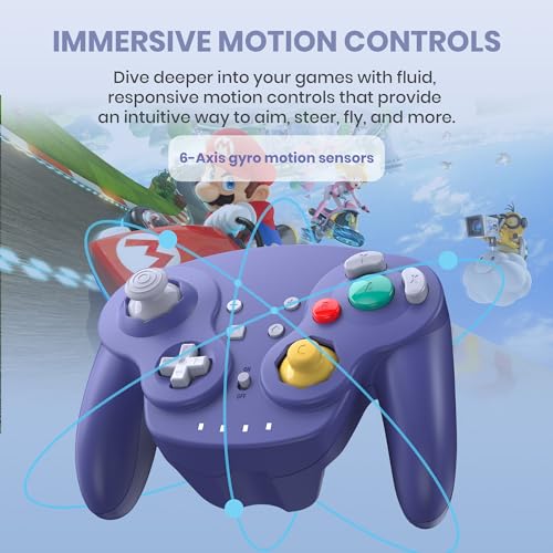 Image of SAFFUN 2 Pack Wireless GameCube Style Controller for Switch 1 & 2 / Lite /Switch Online, NGC Style Pro Controller Compatible with Windows PC, macOS - (Rechargeable) (Built-in Rumble) (NFC)- Indigo