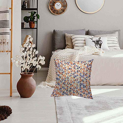 Hosnye TPC1818A99 Blue Orange Beige Spot Cotton Linen Throw Pillow Case Round Triangle Flower Pillow Cushion Covers Home Sofa Decorative 18 X 18 Inch thumb #4