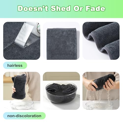 Image of JOYMOOP Microfiber Towels for Cars, 2 Pack 35.4 inch x 23.6 inch Car Drying Towel, Dark Gray Reusable Car Towel, Quick Drying Car Microfiber Cleaning Cloth for RVs, SUVs, Trucks