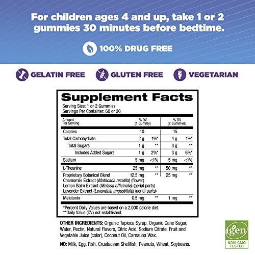 Natrol Kids Sleep+ Calm, Melatonin And L-Theanine, Sleep Aid Gummies With Botancial Blends, 100% Drug-Free, 60 Count #TOP2