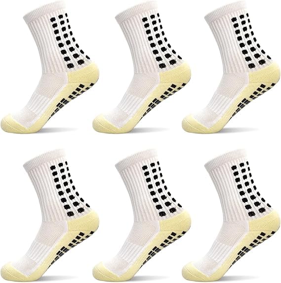 ShabeEatKids Grip Soccer Socks Non Slip Football Socks for Basketball Anti Skid Socks 3 Pairs for 12-16 Years Boys Girls