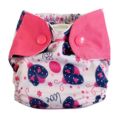 Image of Apple Blossoms Reusable Cloth diaper | New Born babies to 3M | CPSIA Certified 300+wash|Washable & Adjustable Snap Button | pack includes 1 Diaper with 2 organic Bamboo cotton inserts