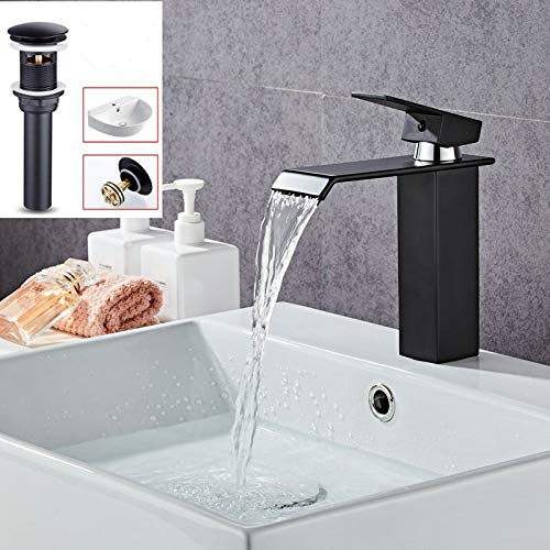Mitigeur évier cascade en laiton rose doré avec bonde pop-up | Rénovation lavabo haut de gamme