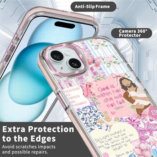 COTAIL Clear Case for iPhone 14 Plus, [Magnetic Charging Compatible][Military-Grade Protection][Anti-Yellowing] Shockproof Slim Magnetic Phone Case for iPhone 14 Plus, Pink Jesus Collage - image 5