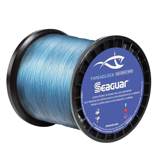 Seaguar Threadlock 16 Strand Hollow Core Braid, Hi-Vis Blue 600yd 130lb