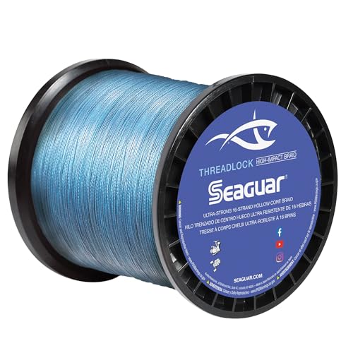 Image of Seaguar Threadlock Braided Fishing Line, 16 Strand Hollow Core Braid, High Visibility Blue, Multiple Sizes