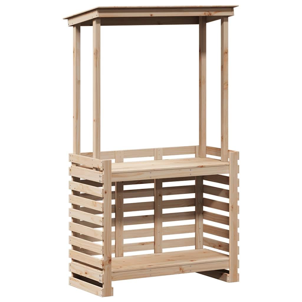 vidaXL Table de Bar d'extérieur et Toit 112,5x57x195,5 cm Bois Massif