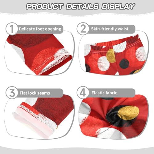 KLL Polka White Dots on Red Background Little Girls Active Leggings Stretch Full Length Athleisure Pants Gym3
