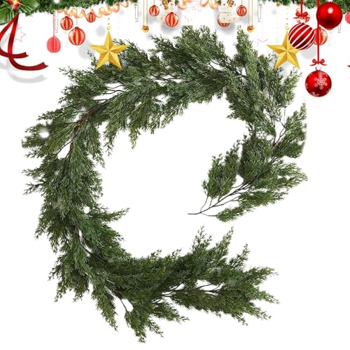 Genérico Guirnalda de Abeto - Guirnalda de Pino Artificial de Hoja Perenne - Guirnalda de Pino de Invierno de Hoja Perenne de 1,9 m/6,23 pies, Guirnalda de vegetación navideña para Decoraciones navide