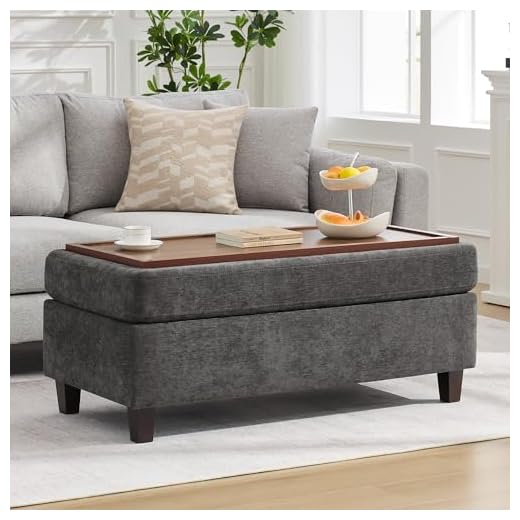 Large Storage Ottoman with Tray