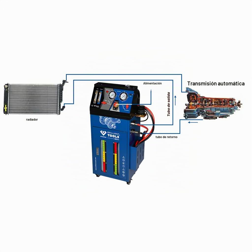 BRILLIANT TOOLS BT626050 Aparato de lavado de cajas de cambios, para cajas de cambios automáticas, con juego de adaptadores de 35 pzs [Powered by KS TOOLS]