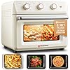 Hauswirt K5M Air Fryer Toaster Oven Combo Retro XL Large Oven 3 4People Air Fryer Oven with Rotisserie Kit 265QT 6 slices Toast 12 Pizza Bake Toast Broil1600W 190F 450FNon StickCream White