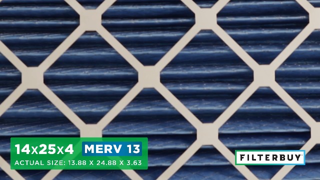 Image of Filterbuy 14x25x4 Air Filter MERV 13 Smoke & Allergy Defense (4-Pack) | Electrostatic Pleated HVAC AC Furnace Filters Replacement, Made in USA (Actual Size: 13.88 x 24.88 x 3.63)