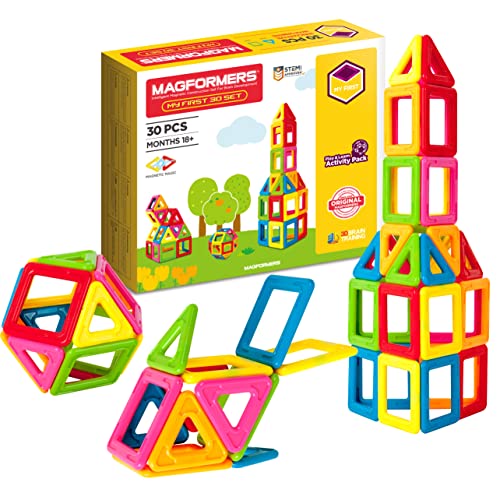 Magformers My First 30-piece Magnetic Construction Set In Bright Solid Colours. Helps With Maths Learning And Makes Fun...