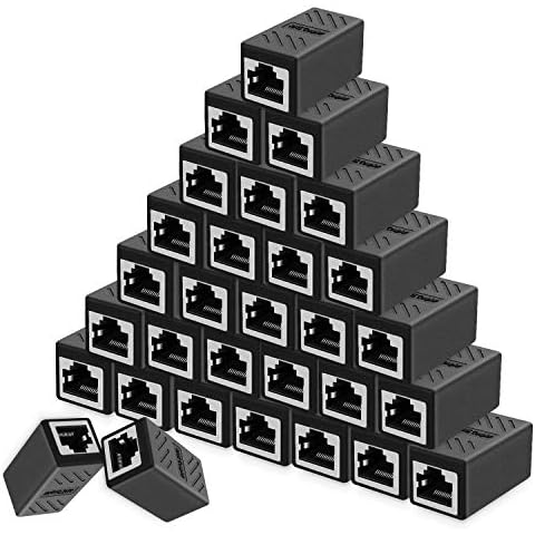 Y.D.F RJ45 Coupler, Ethernet Connectors, Hielded in-Line Coupler for Cat7/Cat6/Cat5e/Cat5 Ethernet Cable Extender Connector - Female to Female (Black-30 Pack) Cover